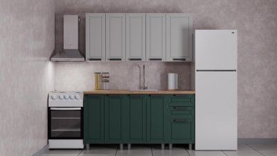 Кухня Аленушка 1,6 м Лилия Керамика/Изумруд,скоба черный,сонома