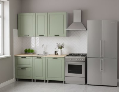 Кухня Аленушка 1,6 м в.4 Астра Фисташка,скоба черный,сонома