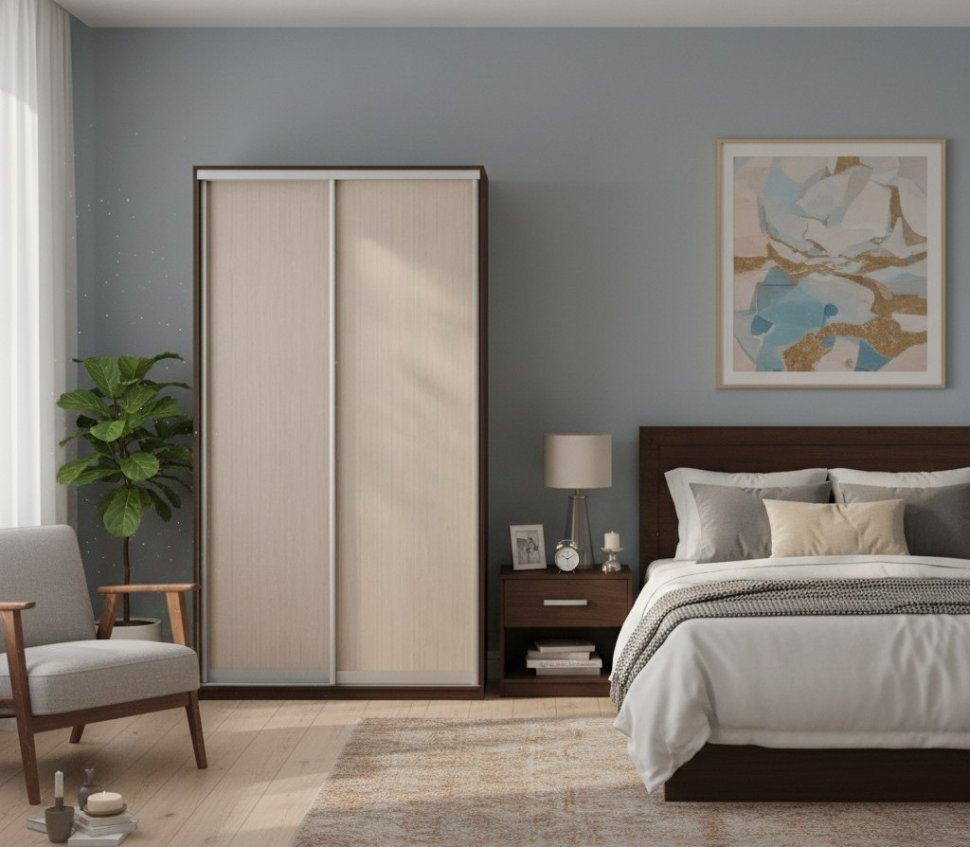 Шкаф купе Модерн 1190х450 2-х дверный глухой венге/ясень