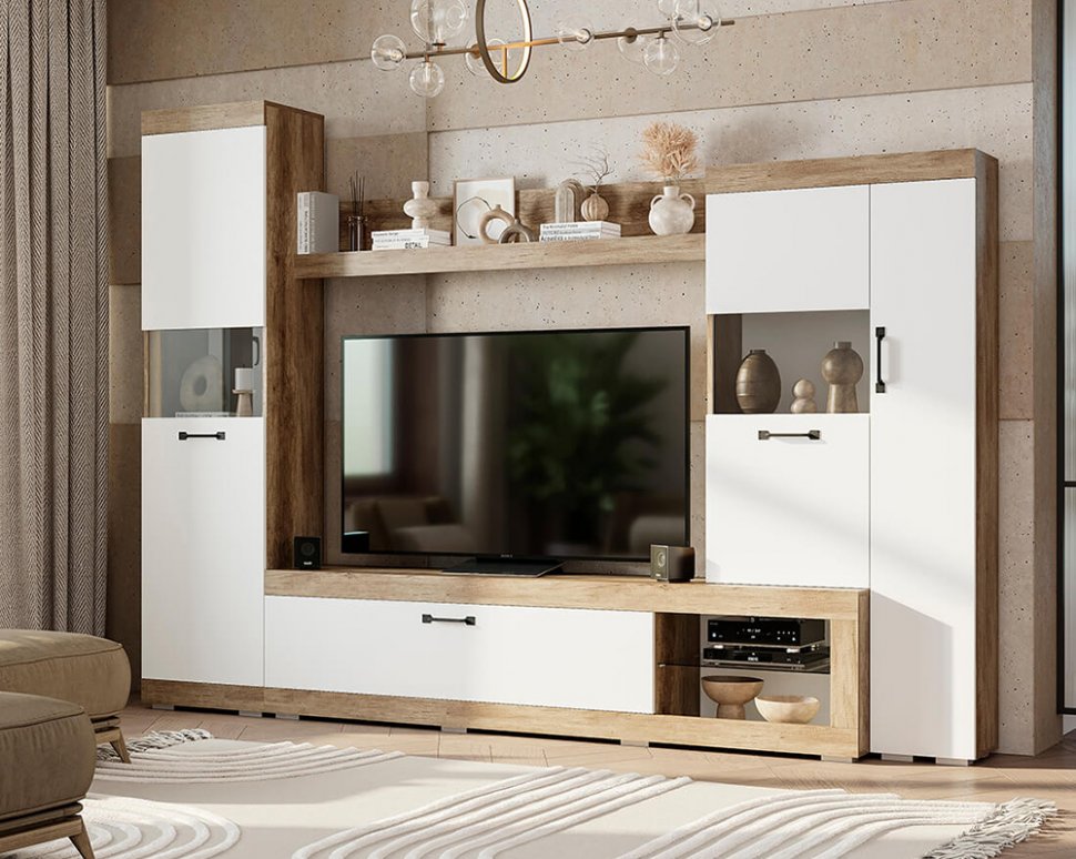 Гостиная Тесла (БТС) Дуб каньон / Белый