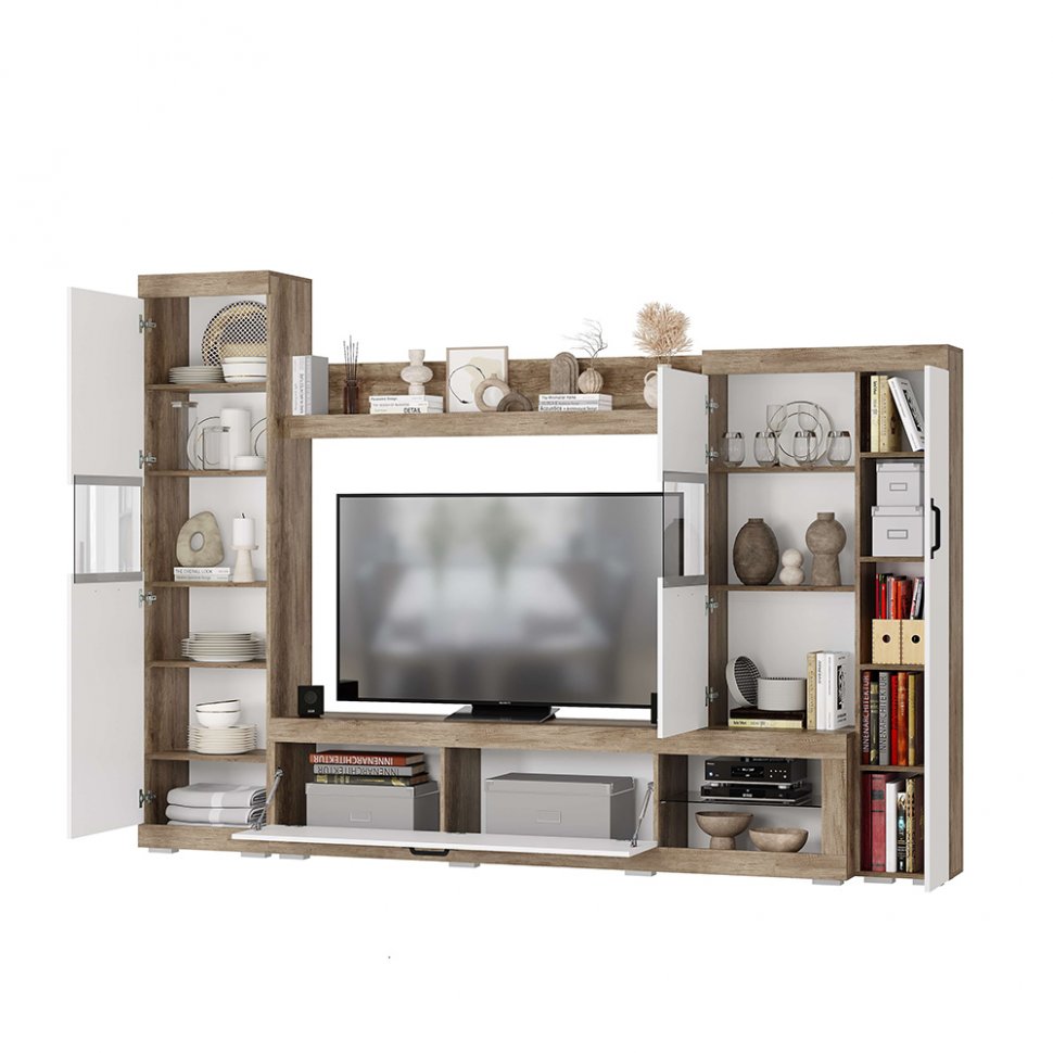 Гостиная Тесла (БТС) Дуб каньон / Белый