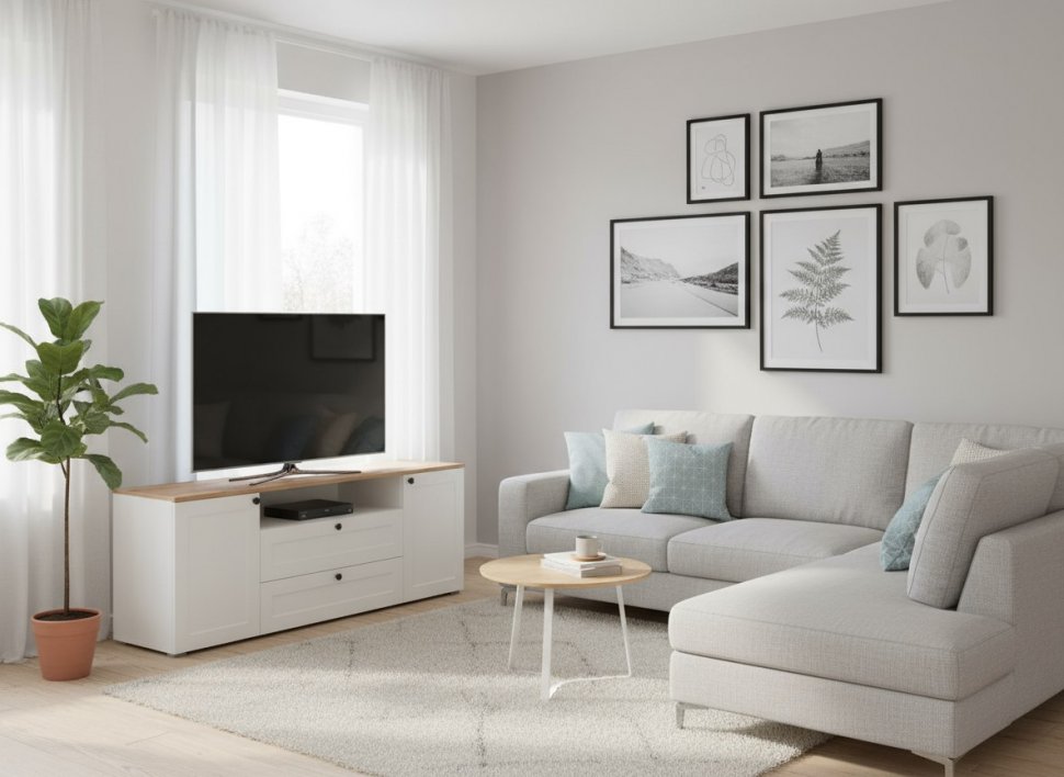 Остин Тумба под ТВ 16.47 белый/дуб золотой