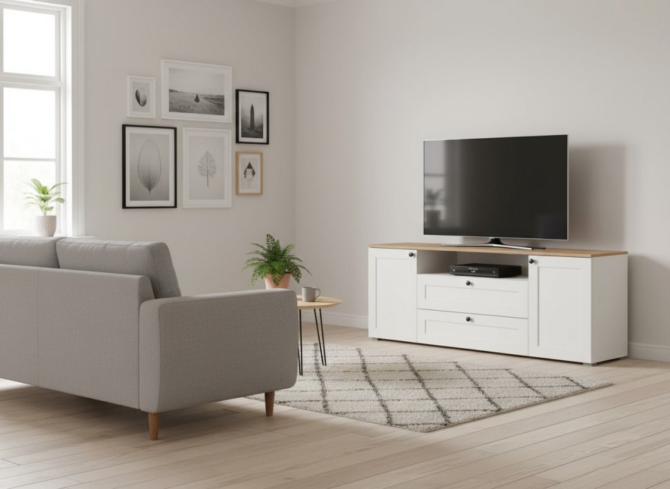 Остин Тумба под ТВ 16.47 белый/дуб золотой