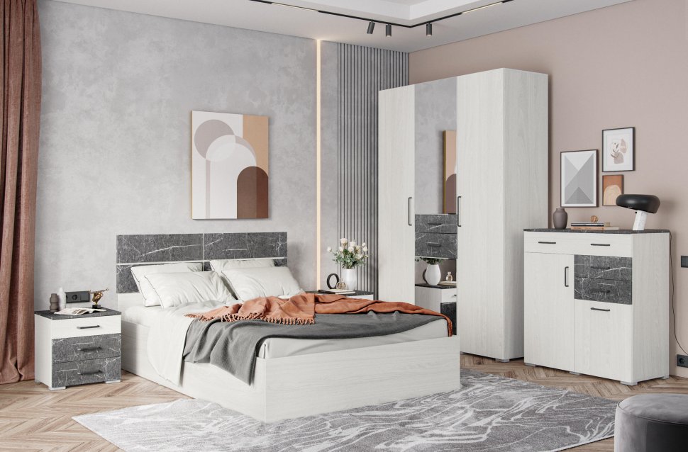 Кровать 160х200 Теана с настилом из ДСП (Ясень Анкор светлый) ТЭКС