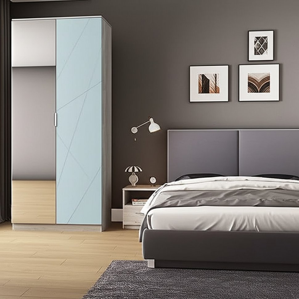 Шкаф двухдверный с зеркалом Лагуна (MLK)