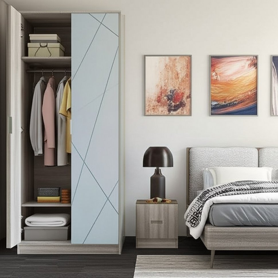 Шкаф двухдверный с зеркалом Лагуна (MLK)