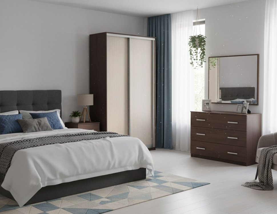 Шкаф купе Модерн 1190х450 2-х дверный 2-х секционный глухой венге/ясень