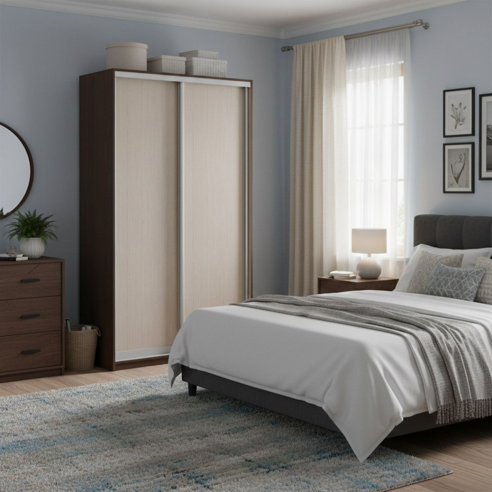 Шкаф купе Модерн 1190х450 2-х дверный 2-х секционный глухой венге/ясень