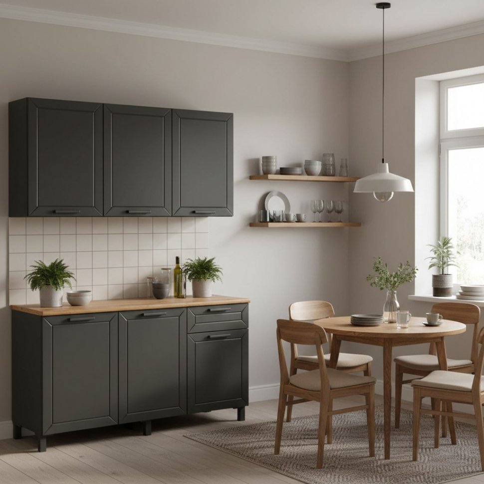 Кухня Мадрид 1500 диамант серый