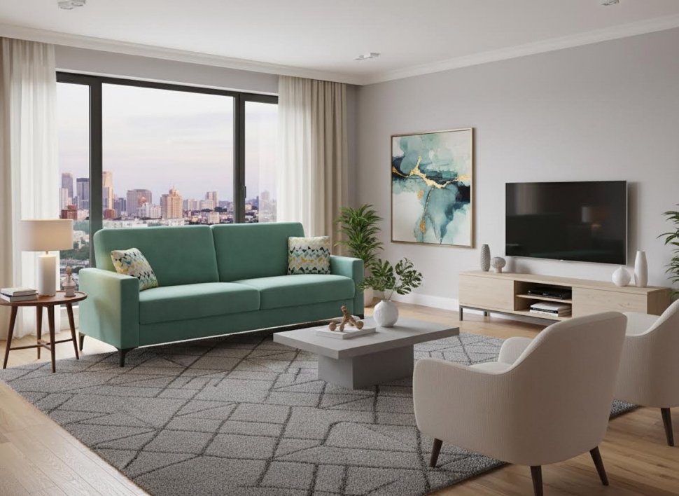 Диван-кровать Алекс 3Т модель 047 Геометрия 69/Ультра Минт