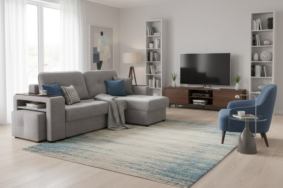 Диван угловой Smart 4 Б4-2Т-1Пф-Б3 Велюр Кашемир 890