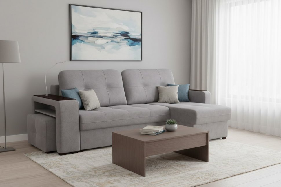 Диван угловой Smart 4 Б4-2Т-1Пф-Б3 Велюр Кашемир 890