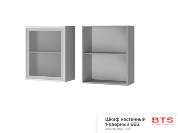 БТС 6В2 Шкаф настенный 1-дверный со стеклом «Титан»