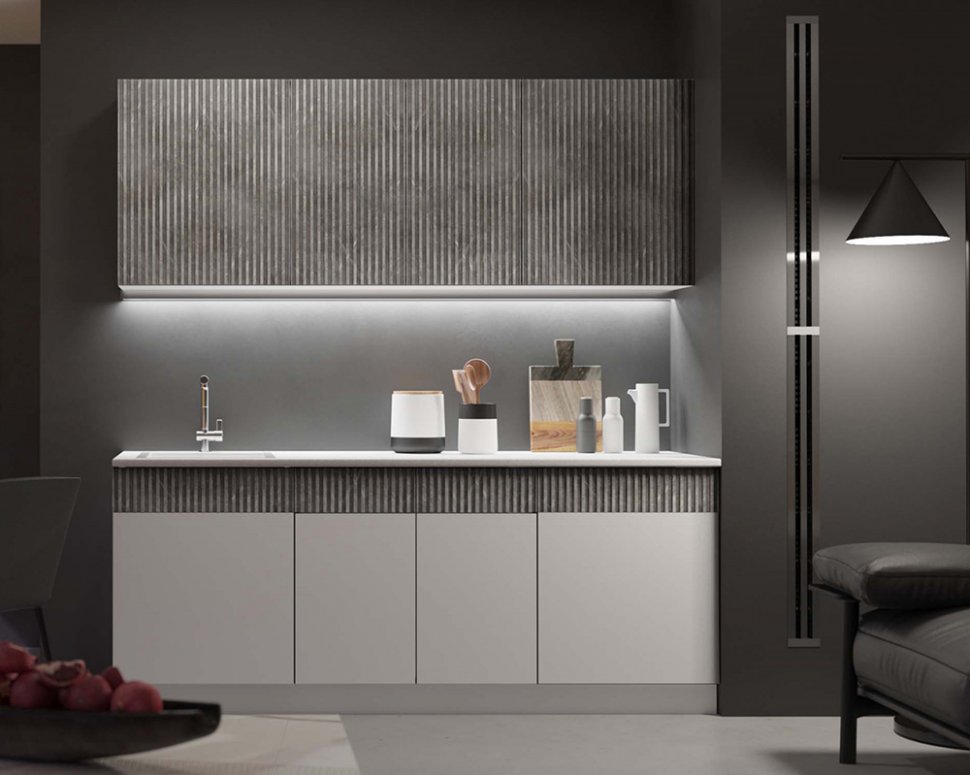 Кухня Оливия 2.0 (МИФ) Белый глянец / Мрамор глянец