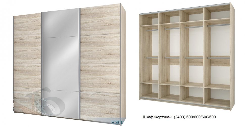 Шкаф Фортуна-1 (2400) 600/600/600/600 Семья Мебелони
