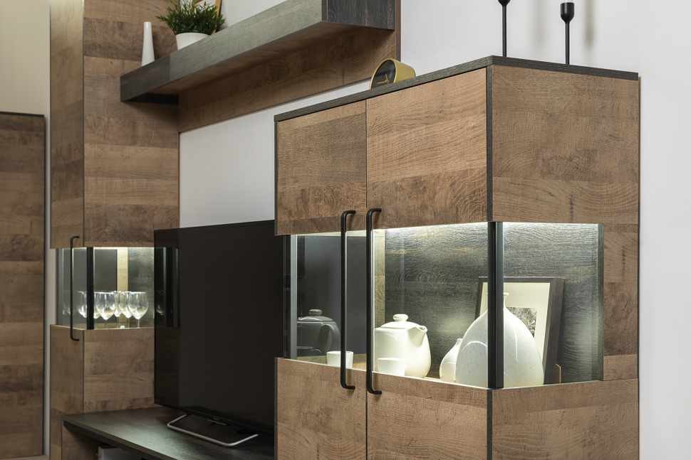 Трувор комод с витриной 13.306 Дуб Гранж Песочный/Интра