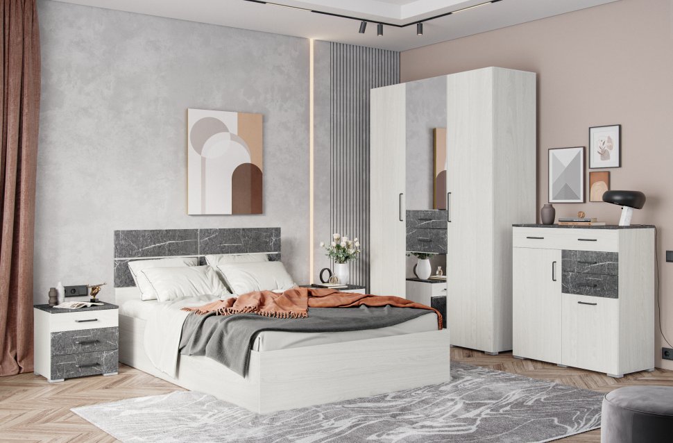 Кровать 140х200 Теана с настилом из ДСП (Ясень Анкор светлый) ТЭКС