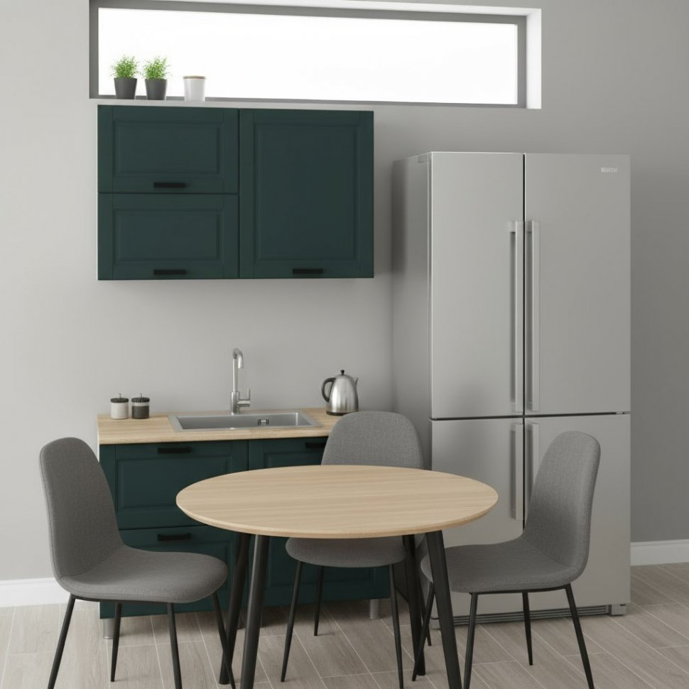 Кухня Аленушка 1,2м с ящ.в 2 Астра Изумруд,скоба черный,сонома