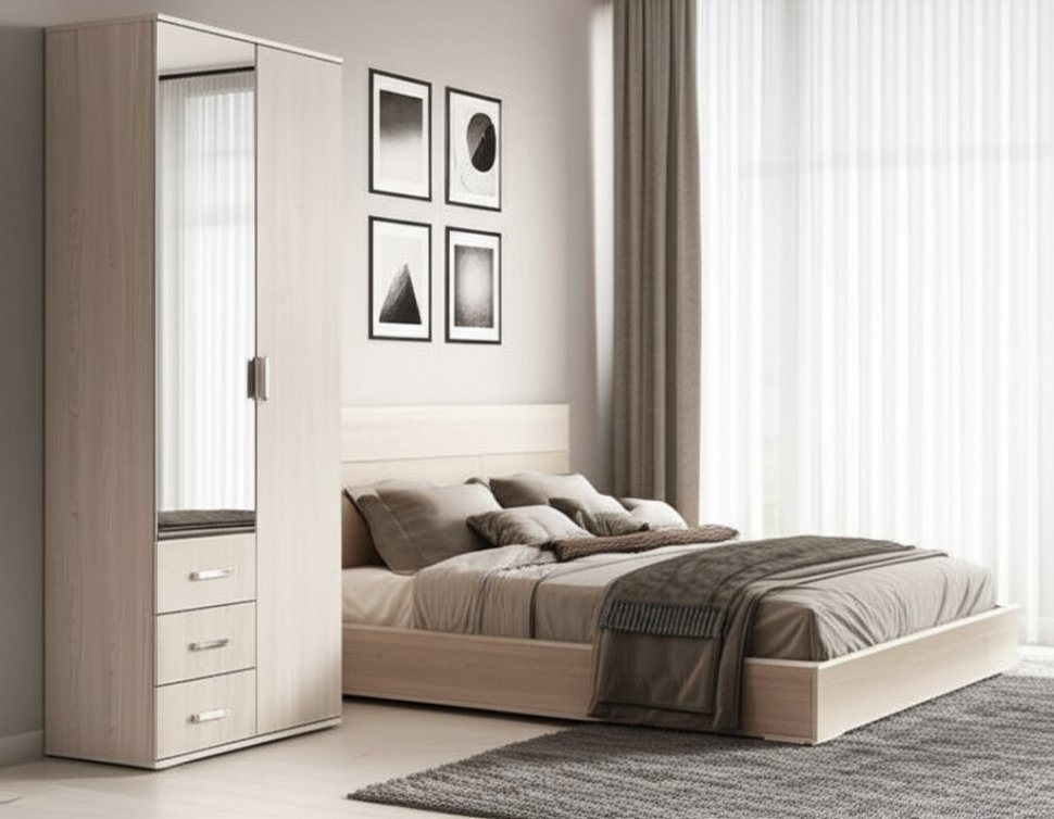 Шкаф двухдверный Белла (БТС) Ясень белый