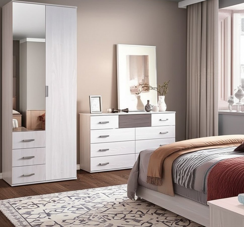 Шкаф двухдверный Белла (БТС) Ясень белый