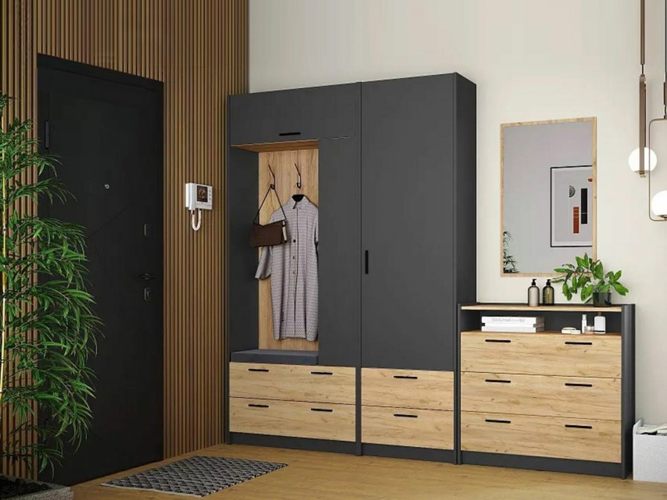 Прихожая Оттавия 1 Антрацит/Дуб золотой