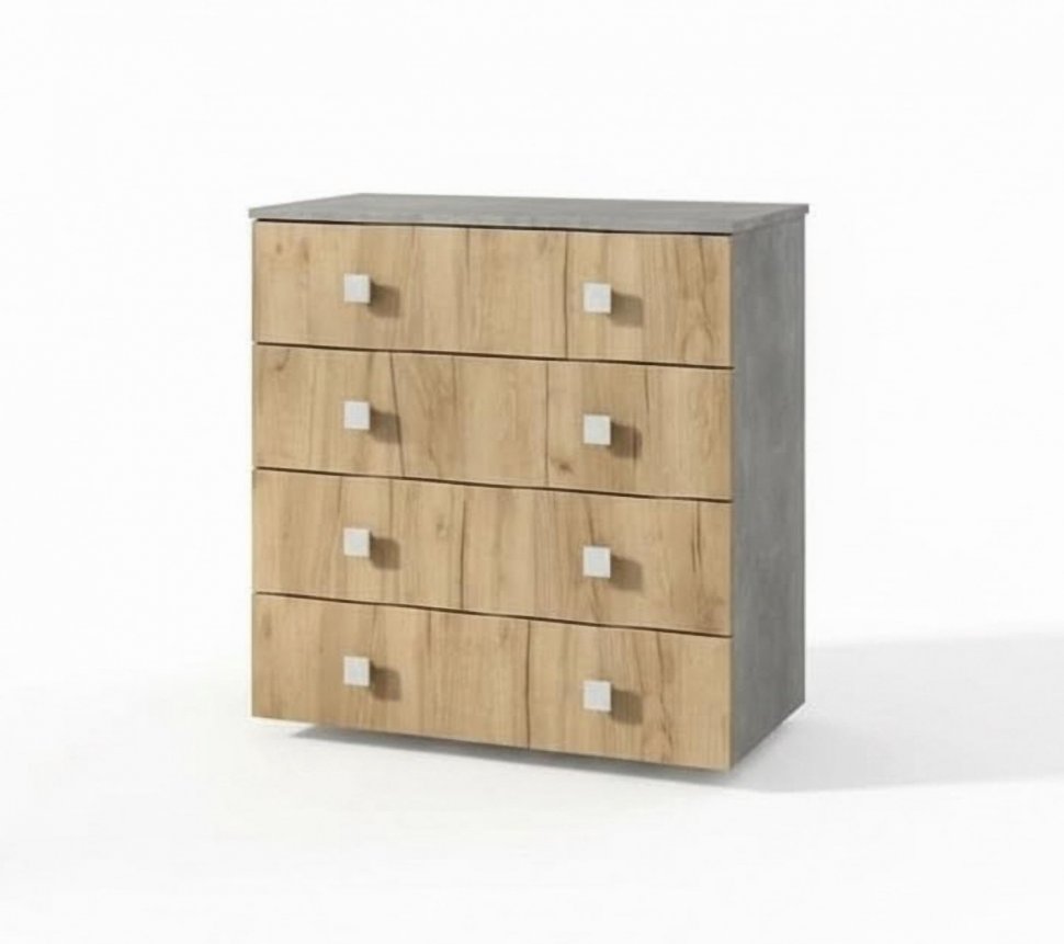 Комод Лофт-4 Бетон ателье / Дуб Крафт