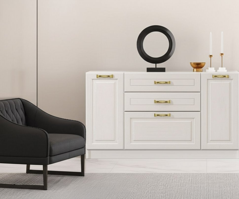 Ливерпуль Комод Белый/Ясень ваниль