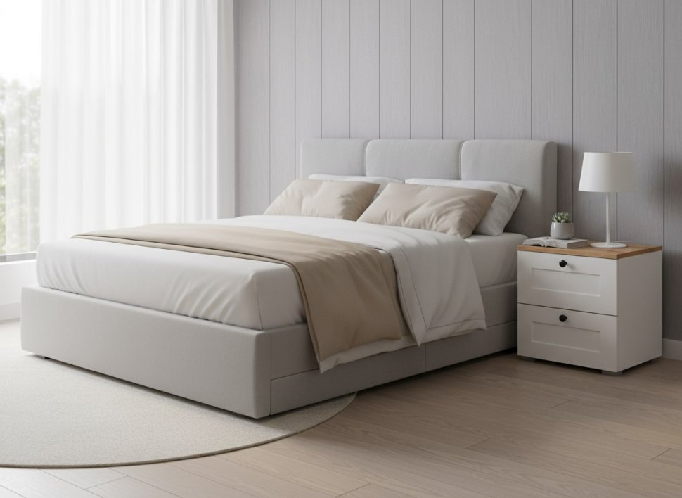 Остин Тумба прикроватная 16.152 белый/дуб золотой