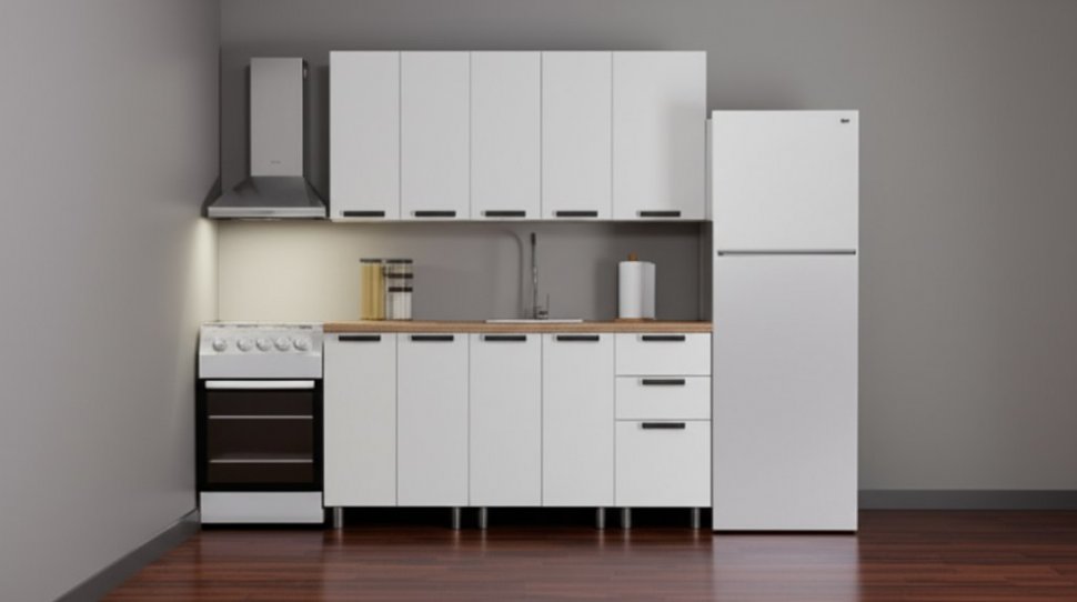 Кухня Аленушка 1,6 м Лаванда Молочный/Молочный,скоба черный,сонома