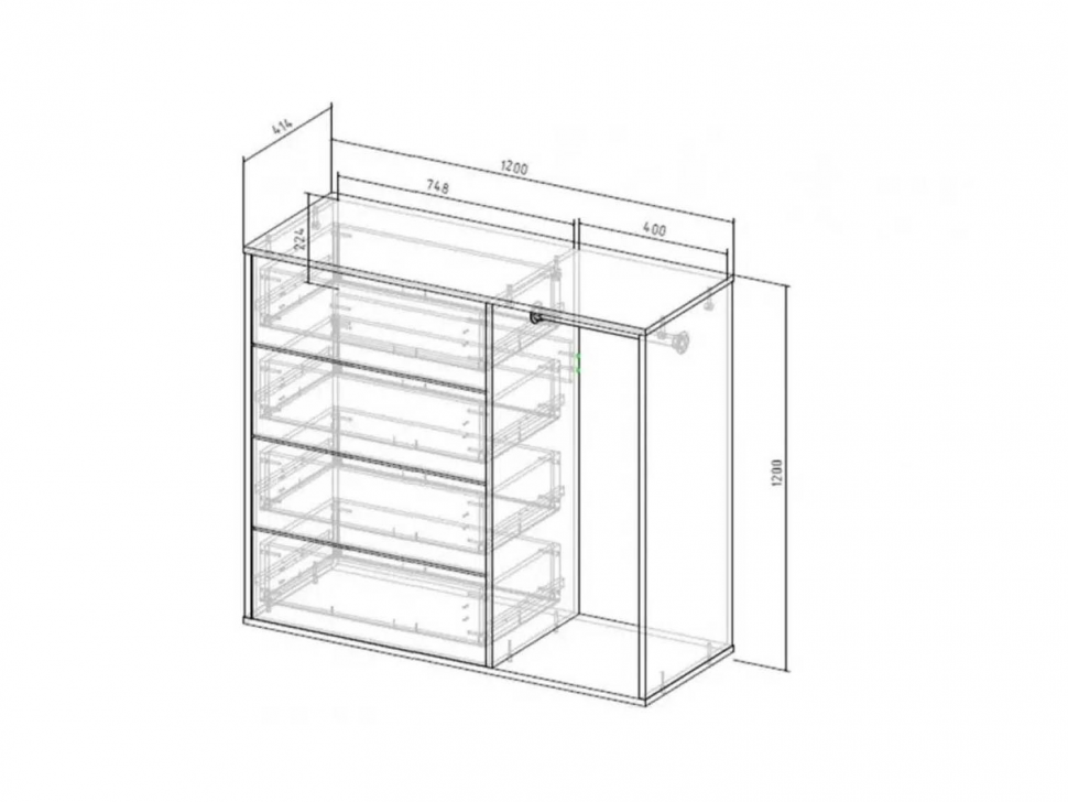 Комод со штангой Бодега темный