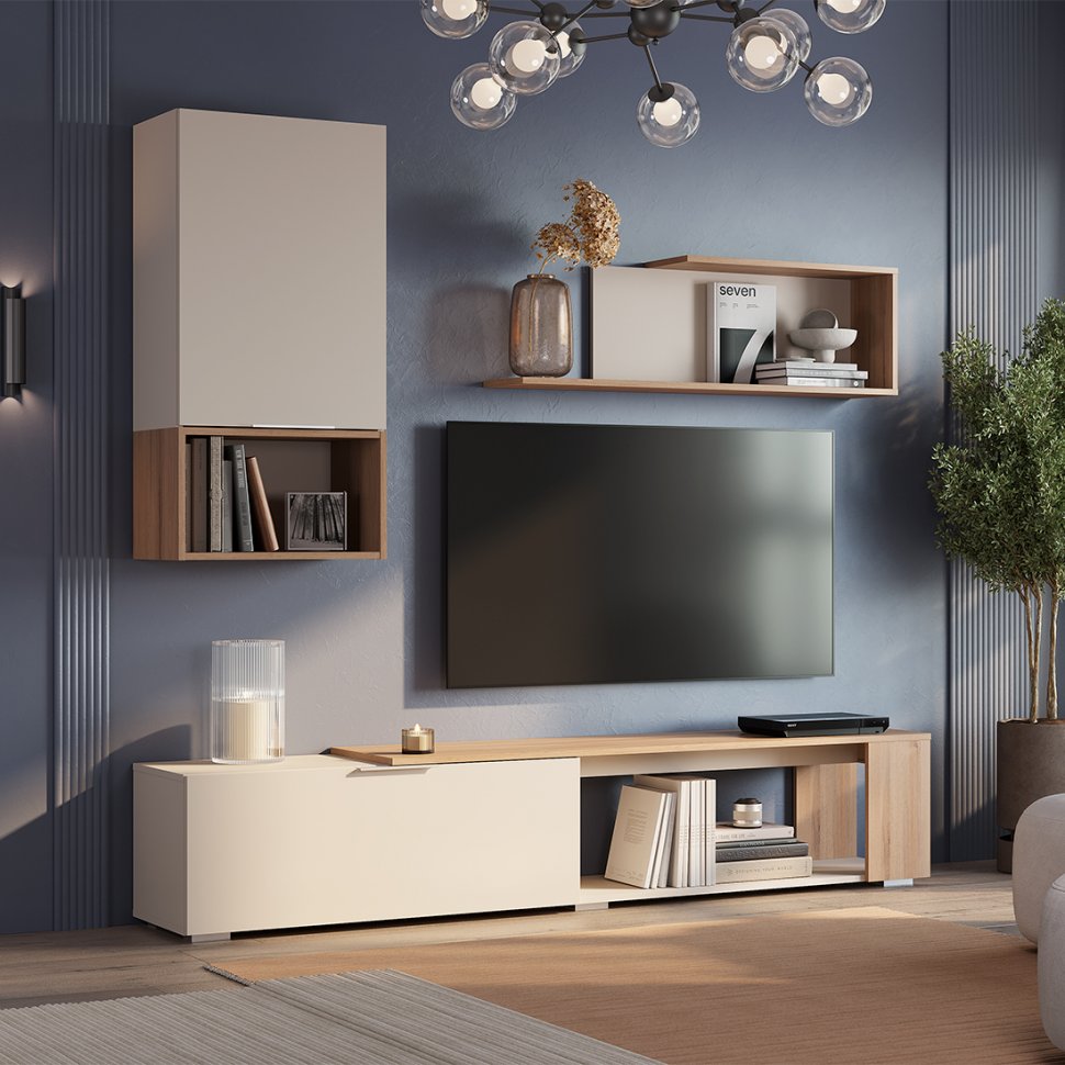 Полка навесная Кельн (БТС) АН-02 Дуб Смоки / Кашемир