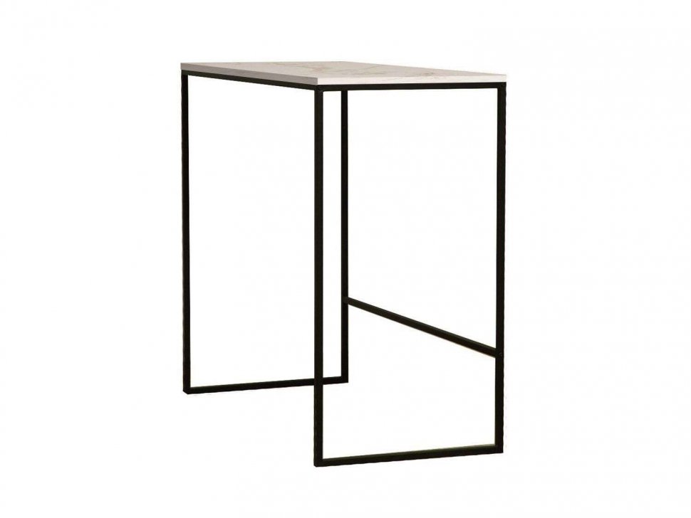 Стол обеденный 42.45 Бемоль Белый мрамор/металл черный