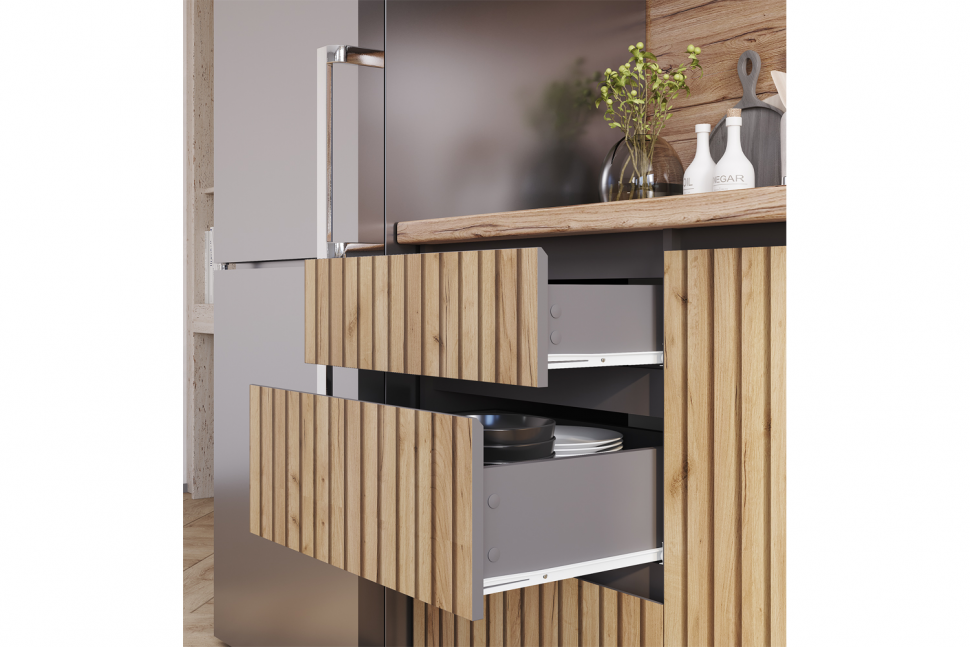 Кухня Шерлок 1,6 м, крафт, графит