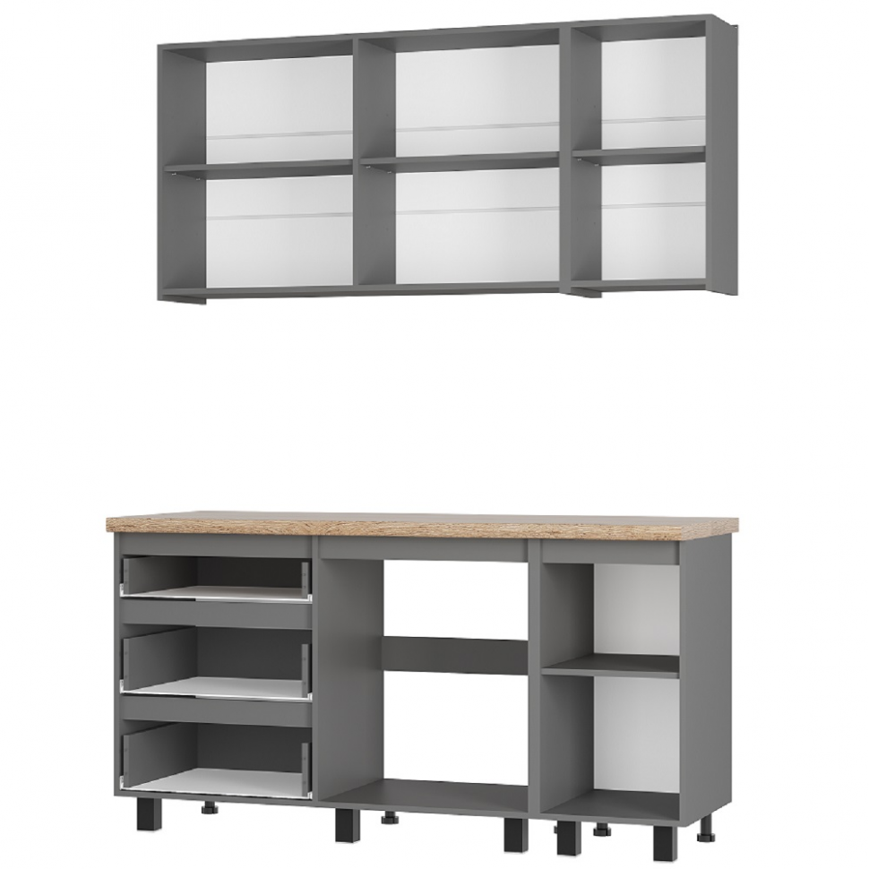 Кухня Шерлок 1,6 м, крафт, графит