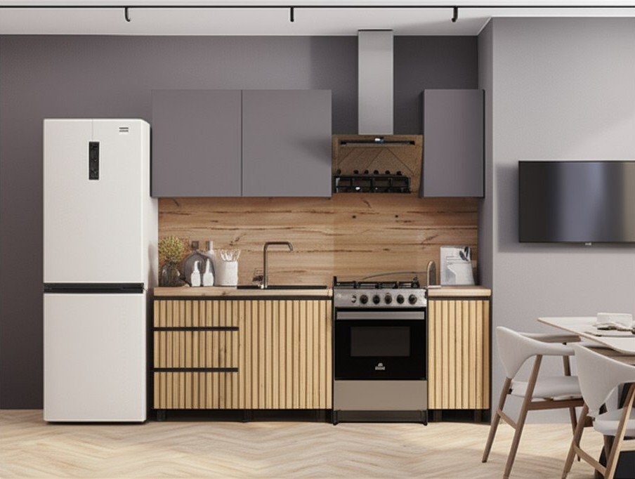 Кухня Шерлок 1,6 м, крафт, графит