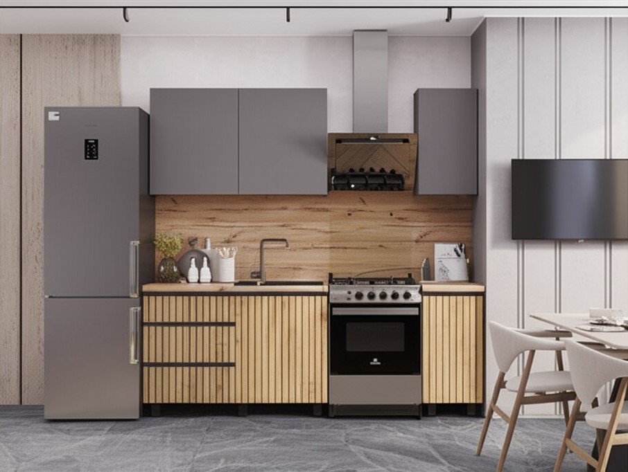 Кухня Шерлок 1,6 м, крафт, графит