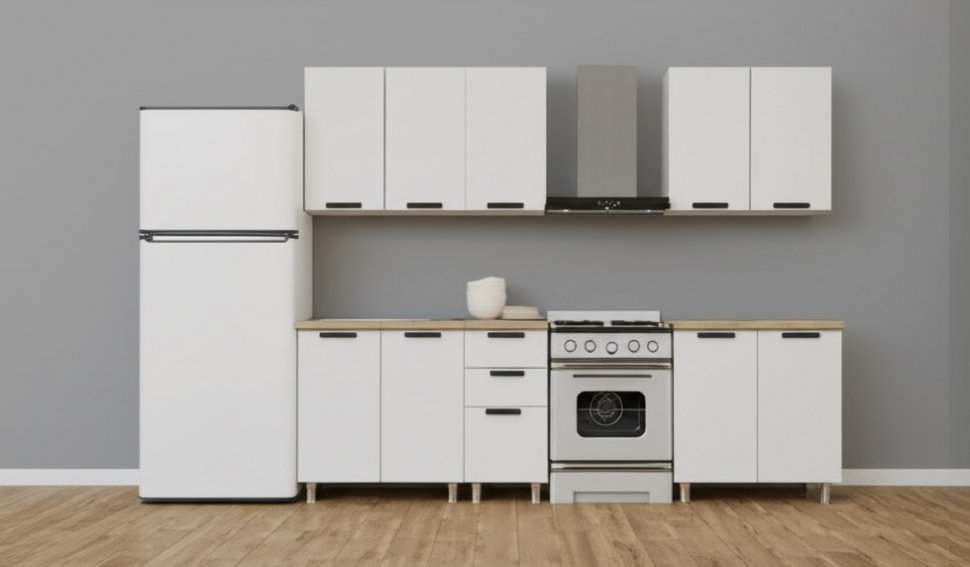 Кухня Аленушка 2 м Лаванда Молочный/Молочный,скоба черный,сонома