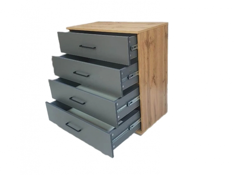 Бруно комод широкий / Дуб Вотан / Серый Графит 