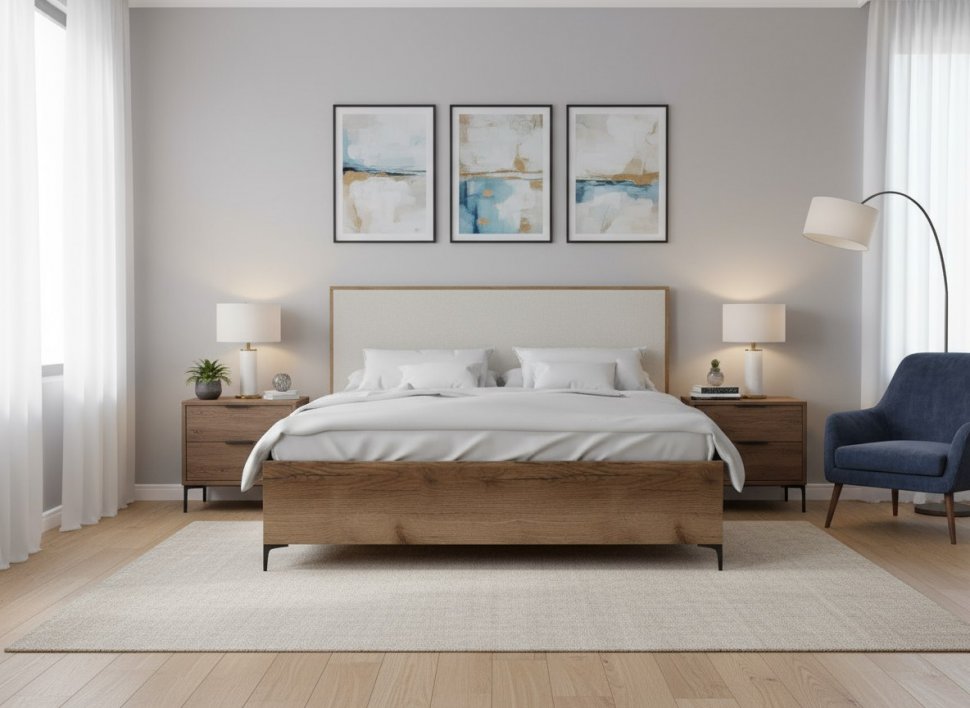 Харди кровать Дуб Делано Темный / Супермат Джелато