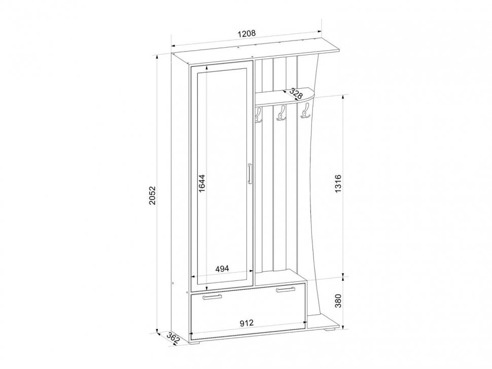 Ивушка 23 Прихожая Ясень Шимо Темный / Светлый