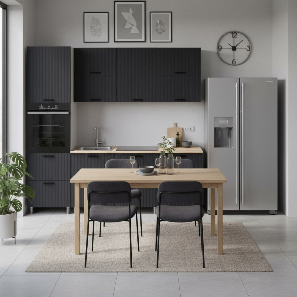 Кухня Аленушка 2,4м Лотос Сталь,скоба антрацит,сонома