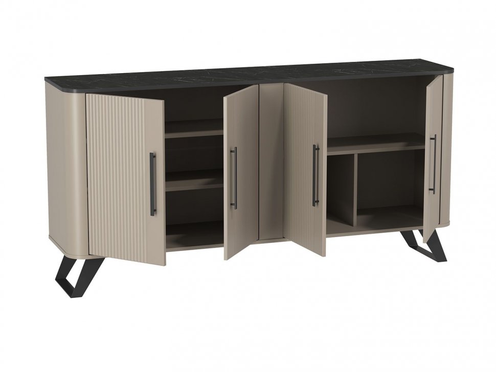 Гостиная Фиделия 1 серый камень / мрамор черный