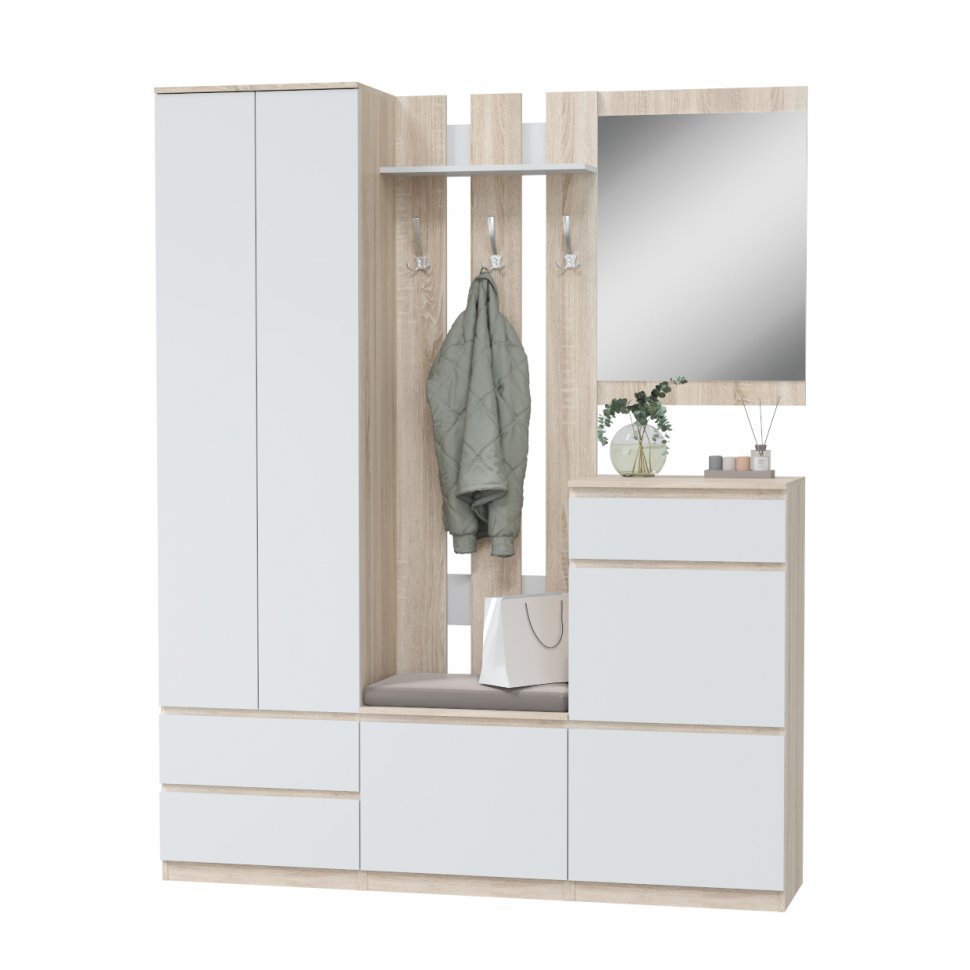 Вешалка Лори (MLK) Дуб сонома/Белый