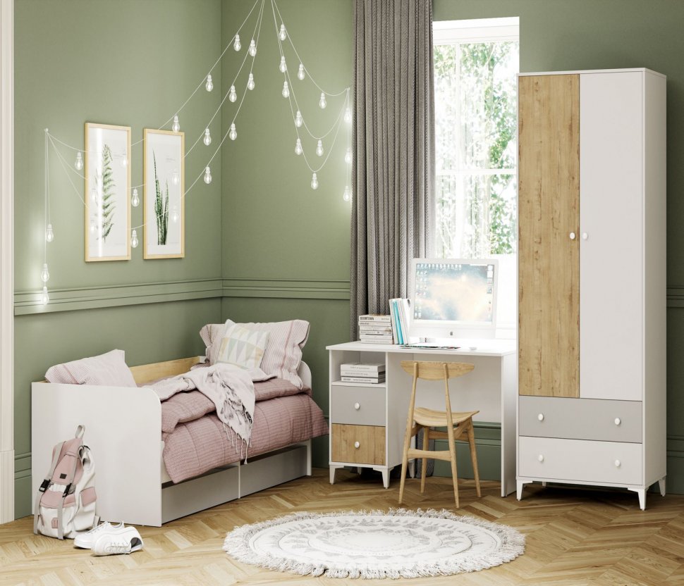 НМ 041.38 кровать Морти Дуб Бунратти/белый/серый