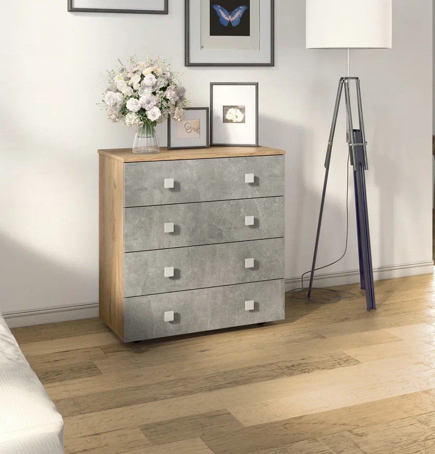Комод Лофт-4 Дуб Крафт / Бетон ателье