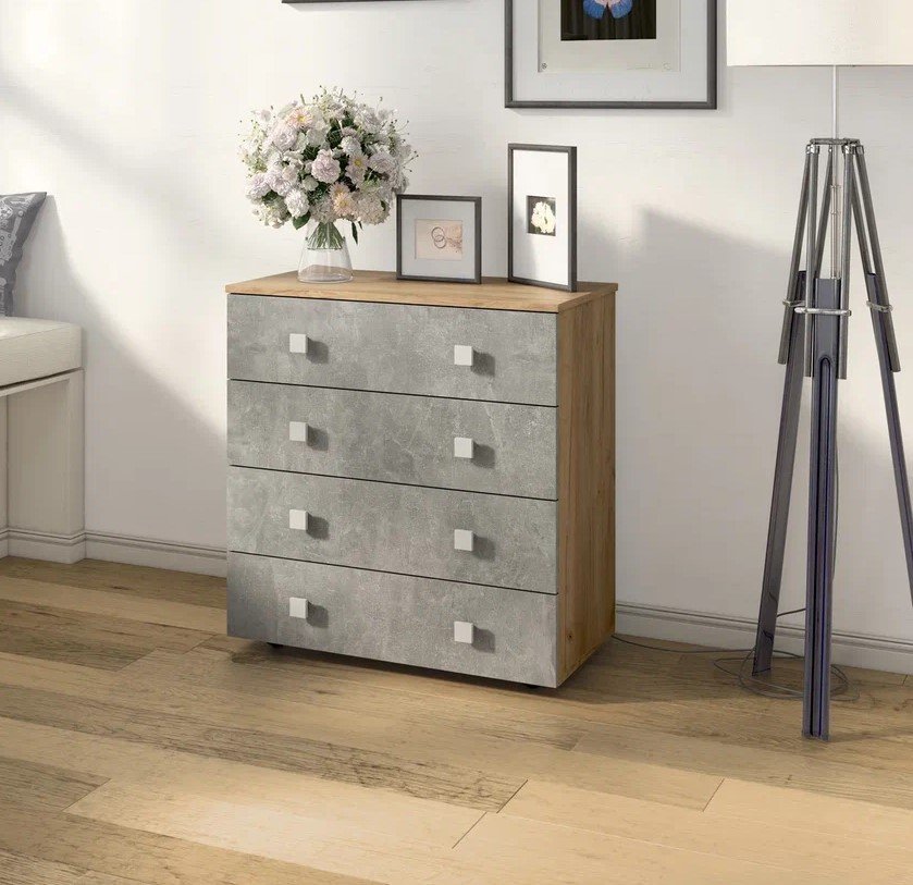 Комод Лофт-4 Дуб Крафт / Бетон ателье
