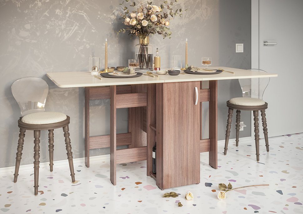 Стол-книжка с баром СТК-002 Ясень Шимо темный / Ясень Шимо светлый