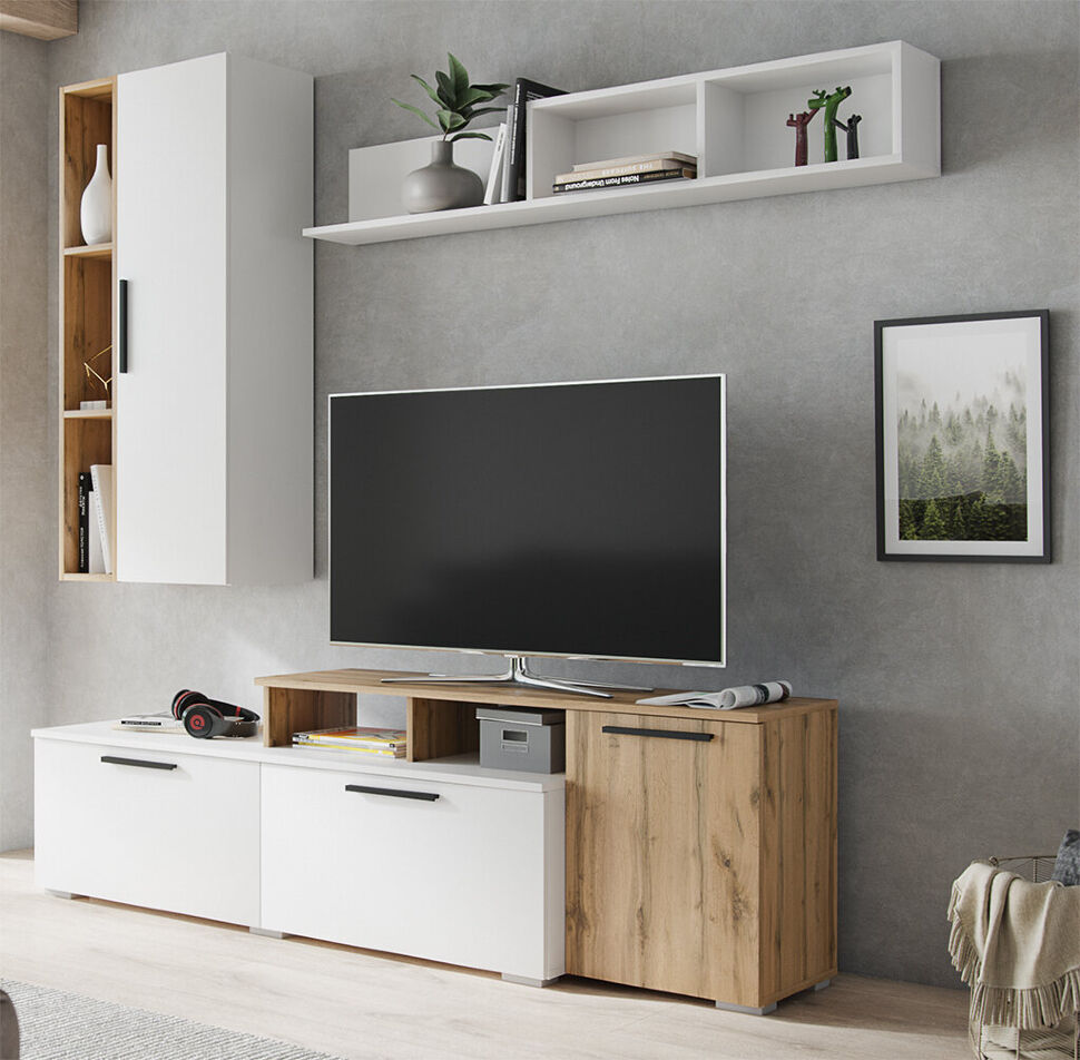Тумба ТВ малая Альберо ТЭКС (Белый / Дуб Вотан)