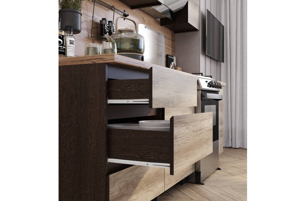 Кухня Энигма 1,6 м, Дуб каньон, венге