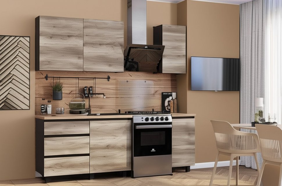 Кухня Энигма 1,6 м, Дуб каньон, венге